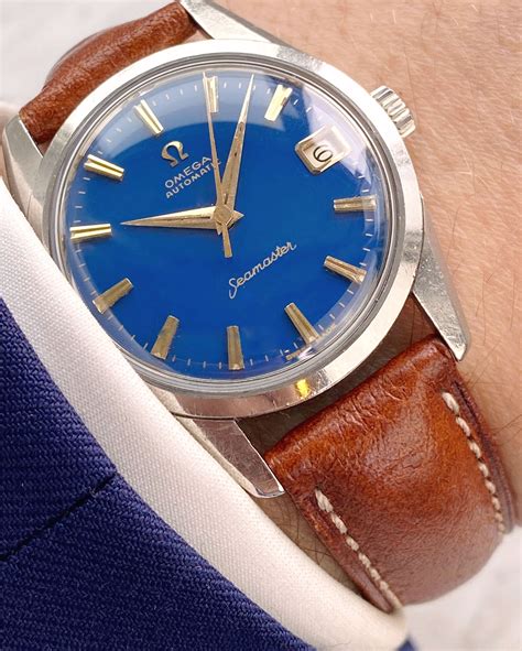 omega seamaster blue dial vintage|vintage Omega Seamaster day date.